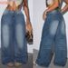 Women's Raw Edge Design Loose Wide Leg Jeans Denim Pants Casual Trousers_ecoleips.com