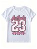 Women Summer Crew Neck Short Sleeve T-Shirt, Los Angeles 23 Pink Star Graphic Print Casual Loose White Tee Vintage Streetwear Top_ecoleips.com