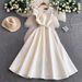 Elegant Long Sleeveless Dress For Evening Parties V Neck Fitted Waist Full Skirt Bow Detail_ecoleips.com