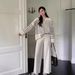Women's Fashionable Korean Style Loose Striped Knit Top And Pants Set Casual High-Waisted Wide-Leg Knitwear_ecoleips.com