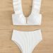 Women's Clothing Swimwear New High Waist Triangle Swimsuit Solid Color Ruffled V Neck Beach Bikini Women's_ecoleips.com
