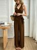 Spice Girl Style Ladies Lace-Up Jumpsuit, Skinny Fashion, Solid Color, Sling Wide Legs, Daily Commuting/Party_ecoleips.com