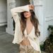 Sexy Spice Girl blouse slim horn long sleeve pleated blouse woman French_ecoleips.com