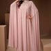 Pink Chiffon Rhinestone Embellished Cape Style Dress Heavy Duty Loose Fitting Long Robe Elegant Formal Wear for Women_ecoleips.com