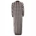 Elegant Houndstooth Long Cardigan For Women – Modest Muslim Abaya Coat, Polyester Blend Open Front Knit Sweater With Pockets, Plus Size Friendly_ecoleips.com
