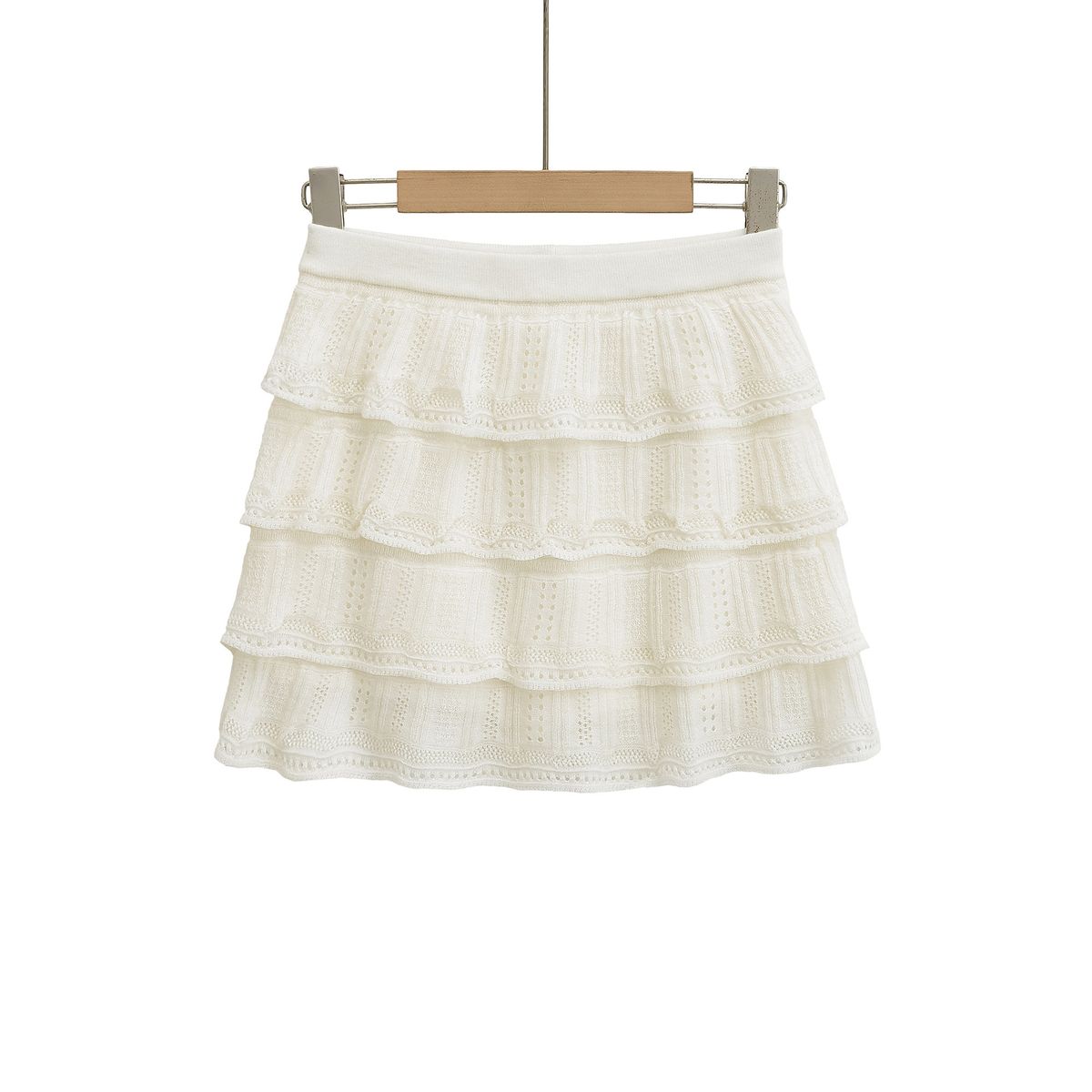 "Women's High Waist Knit Crochet Mini Skirt - Flirty Summer Skirt With Ruffled Hem, Slimming Fit, Sweet & Spicy Style"_ecoleips.com