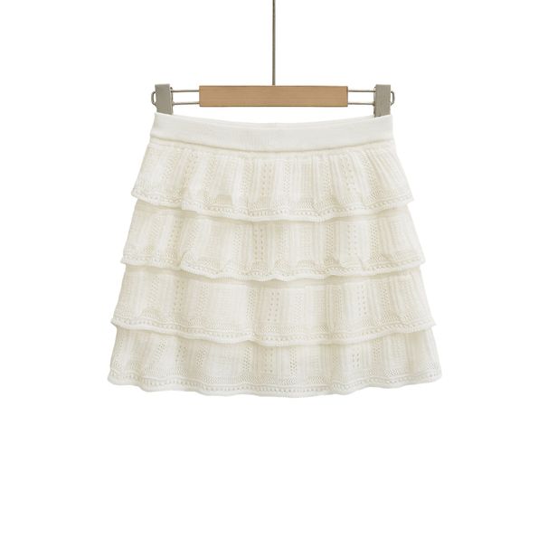 "Women's High Waist Knit Crochet Mini Skirt - Flirty Summer Skirt With Ruffled Hem, Slimming Fit, Sweet & Spicy Style"_ecoleips.com