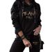 Minimalist Letter Print Hoodie And Jogger Set Casual Two-Piece Outfit for Women in Black/White Sizes S-XXL_ecoleips.com