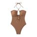 2026 Sexy One Piece Swimsuit European And American Style Pure Alluring Halter Neck Backless Slim Fit Tie up Design_ecoleips.com