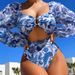 Women’s Clothing new swimsuit printed mesh long sleeved popular swimsuit one piece hollow swimsuit_ecoleips.com