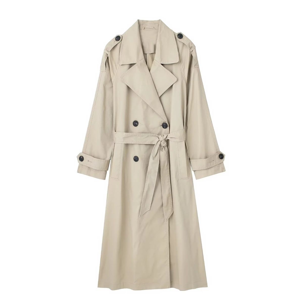 Aria Basics Aria Basics European And American Cross-border Clothing Wholesale: Women's Double-breasted Mid-length Elegant Drapey Loose Casual_ecoleips.com