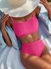 Women's Clothing New Spiral Ribbed U Shaped High Waist Bikini Sexy Swimsuit_ecoleips.com