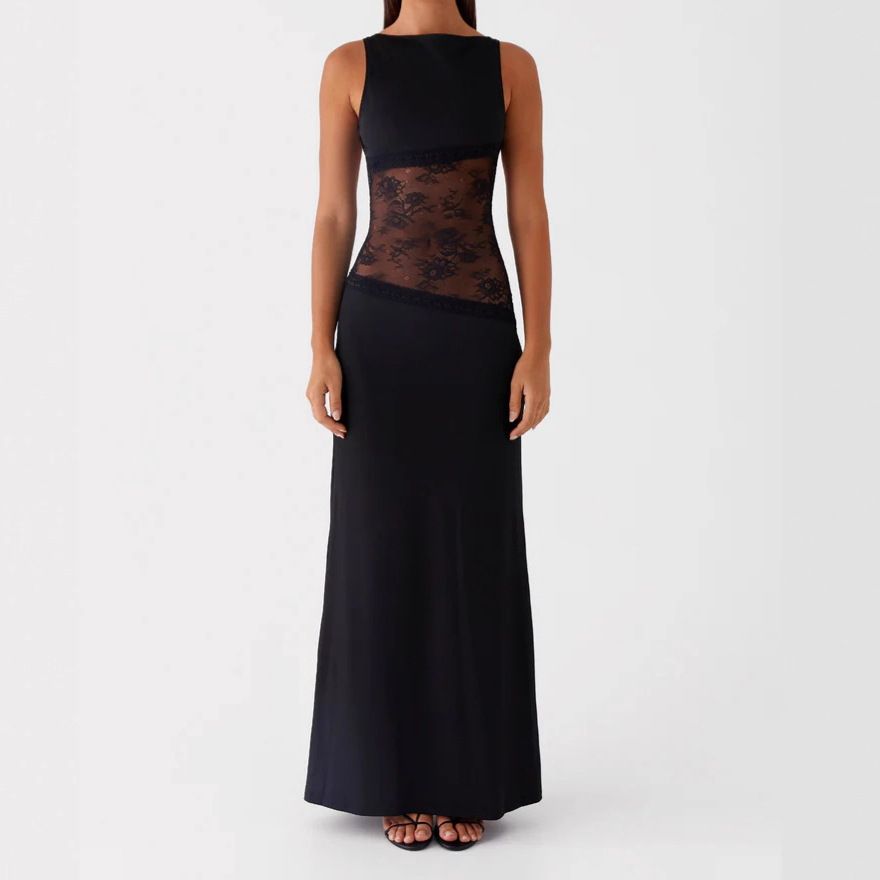 Women's Sexy Lace Hollow Out Backless Low Waist Bodycon Midi Dress – Elegant Evening Party Gown_ecoleips.com