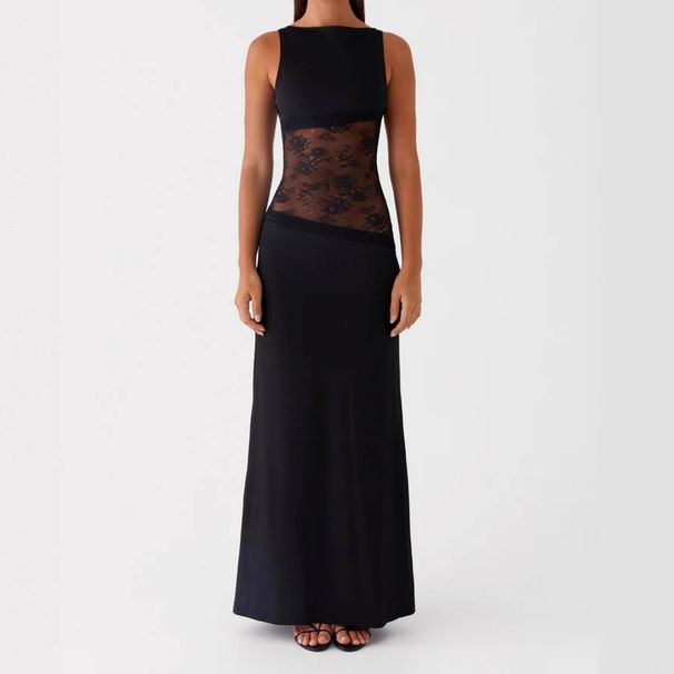 Women's Sexy Lace Hollow Out Backless Low Waist Bodycon Midi Dress – Elegant Evening Party Gown_ecoleips.com