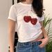 Cross-border European American Ins Women's Cherry Print Short-sleeve T-shirt, Summer Casual Versatile Sweet And Cute_ecoleips.com