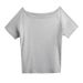Women's Clothing One Shoulder Grey T-Shirt Loose Fit High-End Casual Top With Drop Shoulder Design For Spring Summer Short Sleeve_ecoleips.com