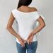 2025 Spring And Summer New Women's Sexy Slanted Neck T Shirt Off Shoulder Design Niche Short Top_ecoleips.com