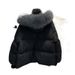 Women's Clothing Stylish Winter Puffer Jacket Short Cozy Hooded Coat With Faux Fur Trim, Loose Fit, Warm Quilted Polyester, Casual Korean Style_ecoleips.com