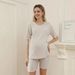 2026 Spring Short-sleeved Shorts Loose Casual Pit Strip Knitted Loungewear Maternity Wear_ecoleips.com