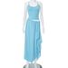 Summer Style Women's Halter Neck Suspender Dress Solid Color Backless with Irregular Slit for Cross Border E-commerce in Europe And America_ecoleips.com
