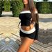 Voya Women's Fashion Trend Contrasting Color Fashion Set, Spring And Summer Sexy Pure Desire Shorts Two-piece Set_ecoleips.com
