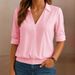Women's Clothing Spring And Summer Lapel Solid Color Loose Shirt_ecoleips.com