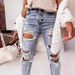 Cross-border Foreign Trade 2022 Autumn And Winter New Street Fashion Ripped Slim-fit Skinny Denim Pants For_ecoleips.com