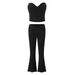 2025 Summer New Women's Fashion Pure Desire Style Slim Twist Tube Top Elastic Flared Pants Set_ecoleips.com