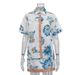 Women's Digital Print Midi Skirt Set Bodycon Two Piece Outfit With Collared Cardigan And Short Sleeve Top For Spring/Autumn Summer_ecoleips.com