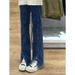 Plus-size High-waisted Slit Straight-leg Jeans For Plus-size Women, New Spring 2025 Loose Wide-leg Floor-length Pants_ecoleips.com