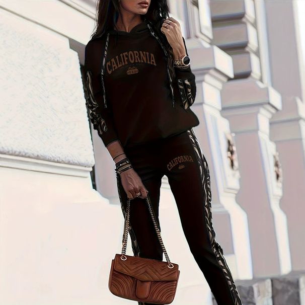 Cozy Casual Two-Piece Lounge Set For Women, Long Sleeve Hoodie And Joggers With 0051 Print, Soft Loungewear For Fall And Winter_ecoleips.com
