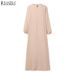 ZANZEA Patchwork Lantern Sleeve Abaya Robes Women Plisse Layered Elegant Maxi Dress Muslim Fashion Islamic Hijab Pleated Dress_ecoleips.com