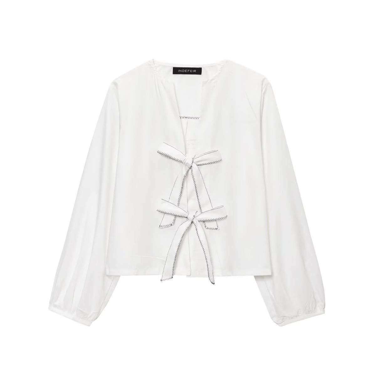 Women's Clothing Striped Poplin Round Neck Shirt For Women With Bow Decoration Spring Fashionable Top For Formal & Casual For Women_ecoleips.com