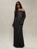 Women's Clothing Temperament Round Neck Off Shoulder Hollow Knitted Long Skirt Hip Dress_ecoleips.com