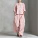 3D Textured Linen Lounge Set Oversized Top Wide-Leg Pants Women's Clothing S-4XL 6 Earth Tones_ecoleips.com