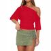 2026 Popular Women Chic Off Shoulder Side Ruched Cropped Tops_ecoleips.com