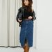 Women's Clothing Cotton Mid Length Denim Skirt With Slits_ecoleips.com