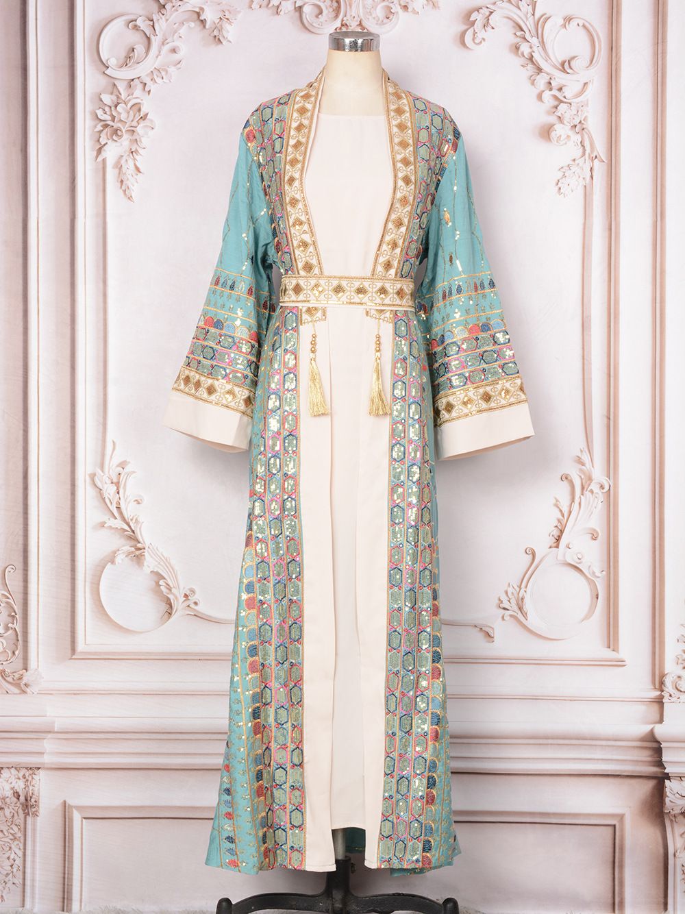 Women’s Clothing Women's New Robes Heavy Bead Pendants Fashionable Muslim Dresses_ecoleips.com