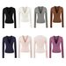 Women's Deep V Neck Long Sleeve Slim Fit Top European American Style Patchwork Split Cashmere Base Autumn New_ecoleips.com