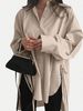 New Style Women's Slimming Shirt Loose Front Short Back Long Tie Early Autumn Top For Ladies_ecoleips.com