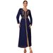 ZF4067 Spring Summer New Muslim Abaya Saudi Dubai Turkey Clothing Blue Dress_ecoleips.com