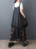 Lace Patchwork Floral Vintage Strap Dresses For Women 2025 Summer New Sleeveless Casual Loose Midi Dress Fashion Elegant Clothes_ecoleips.com