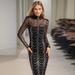 Women's Clothing sexy dress winter new style stand up collar long sleeve mesh gauze perspective design diamond mopping dress for women_ecoleips.com