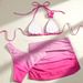 Women's Clothing Three Piece Bikini Set Swimwear With Cross Hair Ribbon Gradient Color Apron Sexy Vacation Look_ecoleips.com