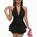 Voya Women's Sexy Deep V-neck Short Dress 2026 Summer New Low Cut, Belly Covering, Slimming And Neck Hanging Skirt_ecoleips.com