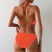 Women's Clothing Halter Neck Steel Ring Sexy Split Swimsuit Female Hot Spring Beach Swimsuit_ecoleips.com