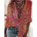 Women's Clothing Small Floral Shirt New Style Blue Red Green Mid Sleeve Shirt Shirt Top Sexy Women's Clothing_ecoleips.com