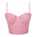 Women's Clothing Sexy With Chest Pads Backless Lace Embroidery Diamond Wrapped Chest Fishbone Bra Small Vest_ecoleips.com