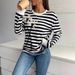 European American Cross-border 2026 Autumn And Winter New Women's Casual Long-sleeve Round-neck Striped Floral_ecoleips.com