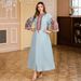 Luxury Embroidered Abaya Dress – Premium Dubai Turkish Style Long Robe With Rope Stitching – Modest Evening Gown For Women (Light Blue, M-XXL)_ecoleips.com